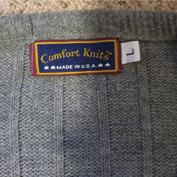 Cable Knit V-Neck Sweater Vest Men's Large Vintage - Picture 5 of 7